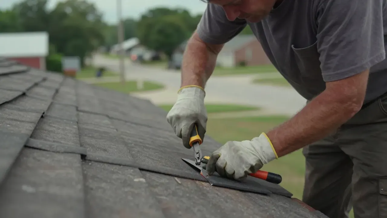 Flashing Repair in Baytown, Texas: professional performing Flashing Repair for a Roof Leak Repair customer, the work itself