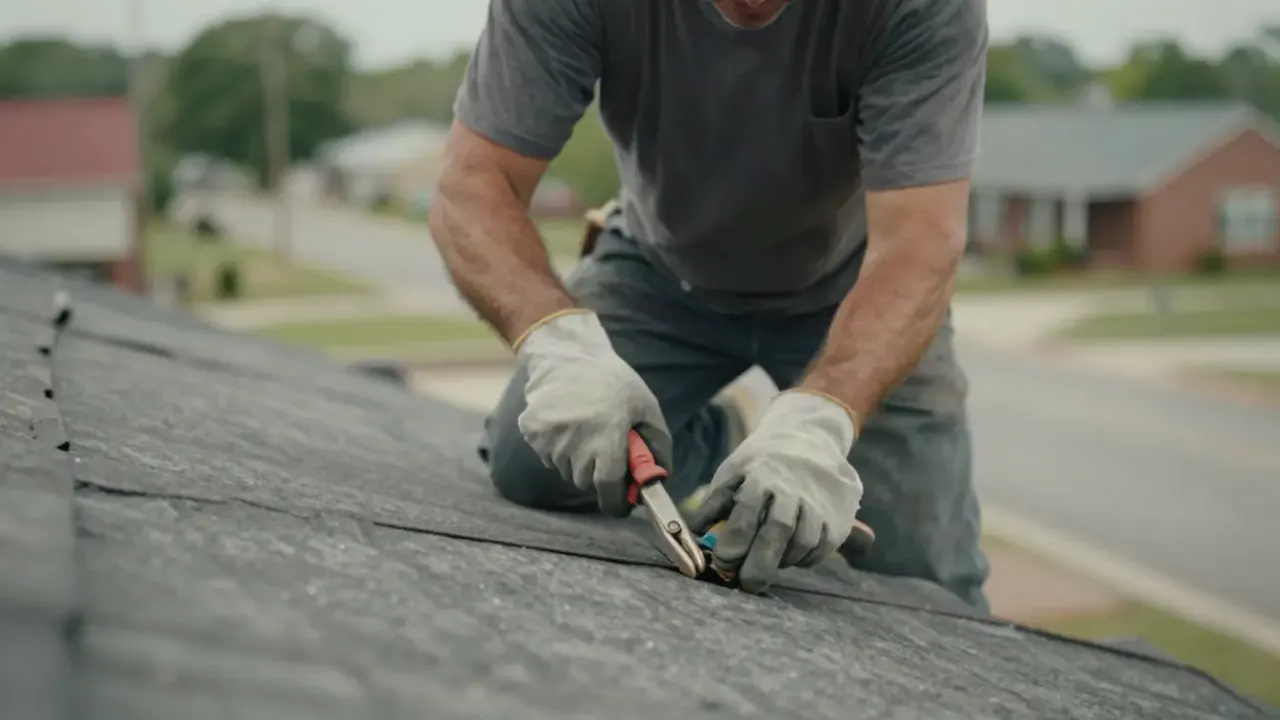 Roof Leak Repair in Baytown, Texas: Roof Leak Repair professional in the middle of a typical job, focused on the work